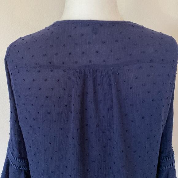 Staccato 3/4 sleeve navy blue blouse small flutter sleeves - Picture 5 of 7